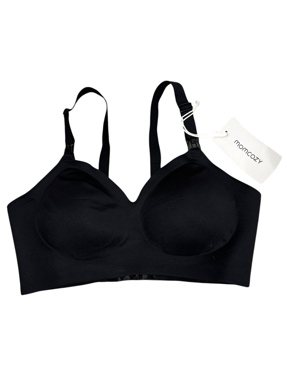 NWT Momcozy Black Seamless Maternity Nursing Bra Medium Convertible Cross Strap